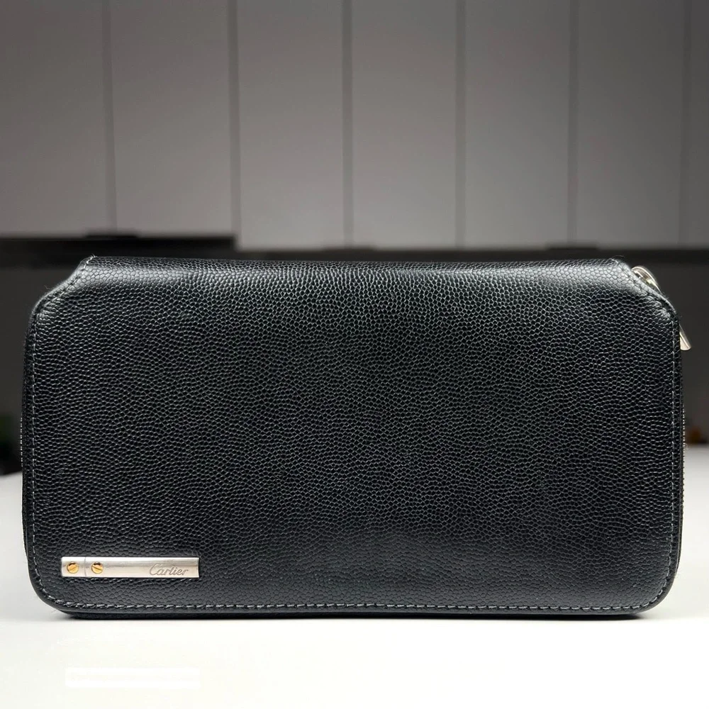 Cartier Santos Caviar Skin Zip Around Wallet